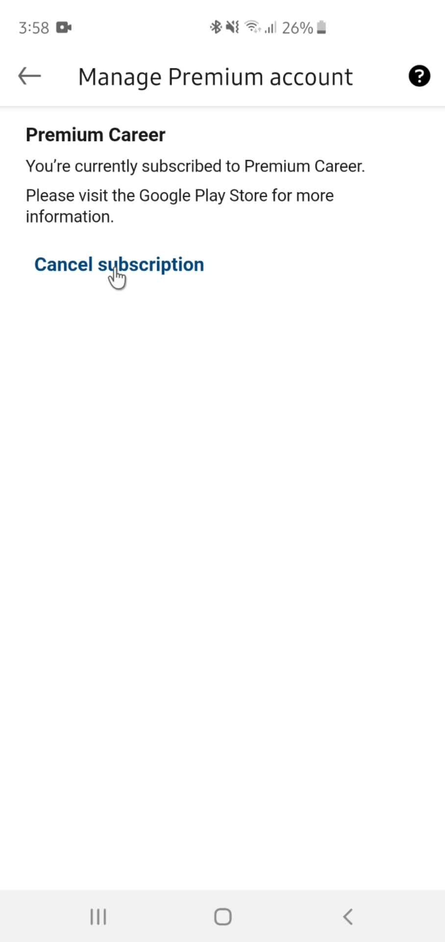 Cancelling your subscription screenshot