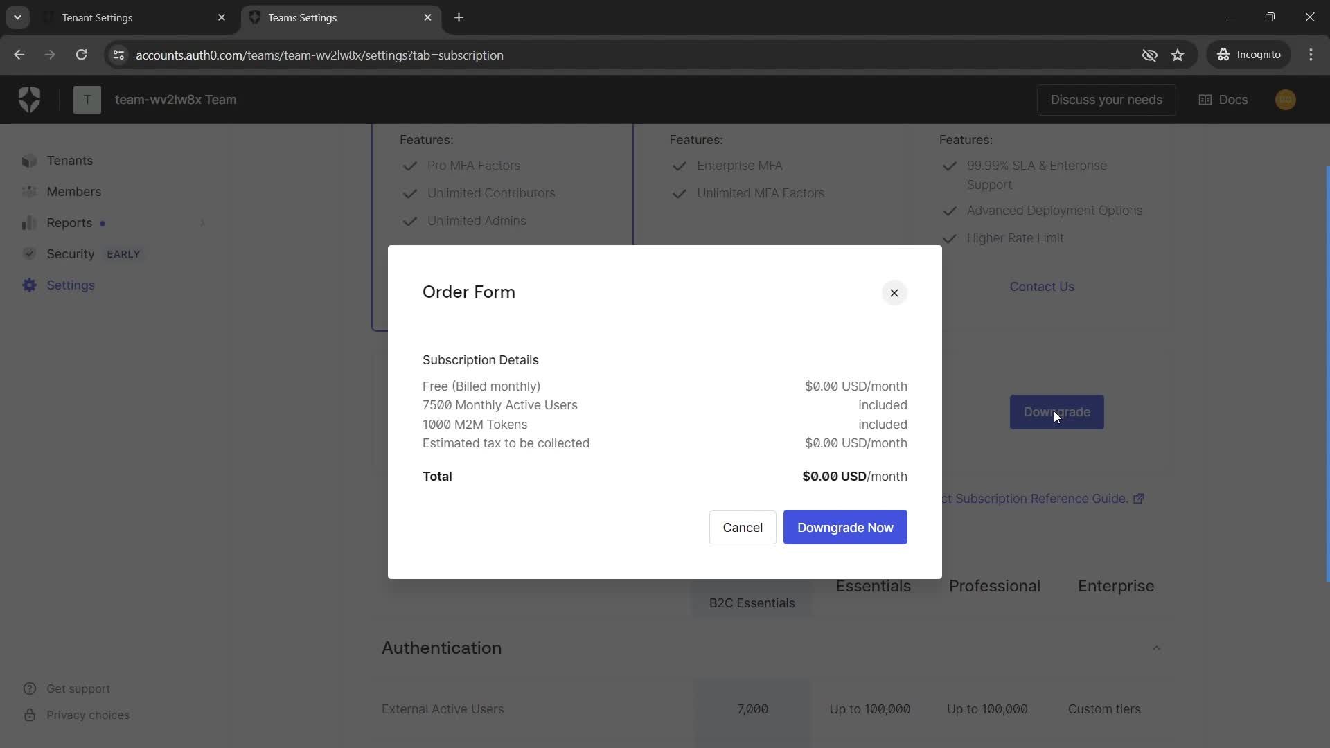 Cancelling your subscription screenshot