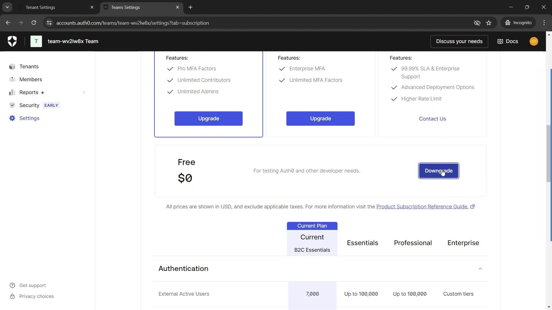 Cancelling your subscription screenshot