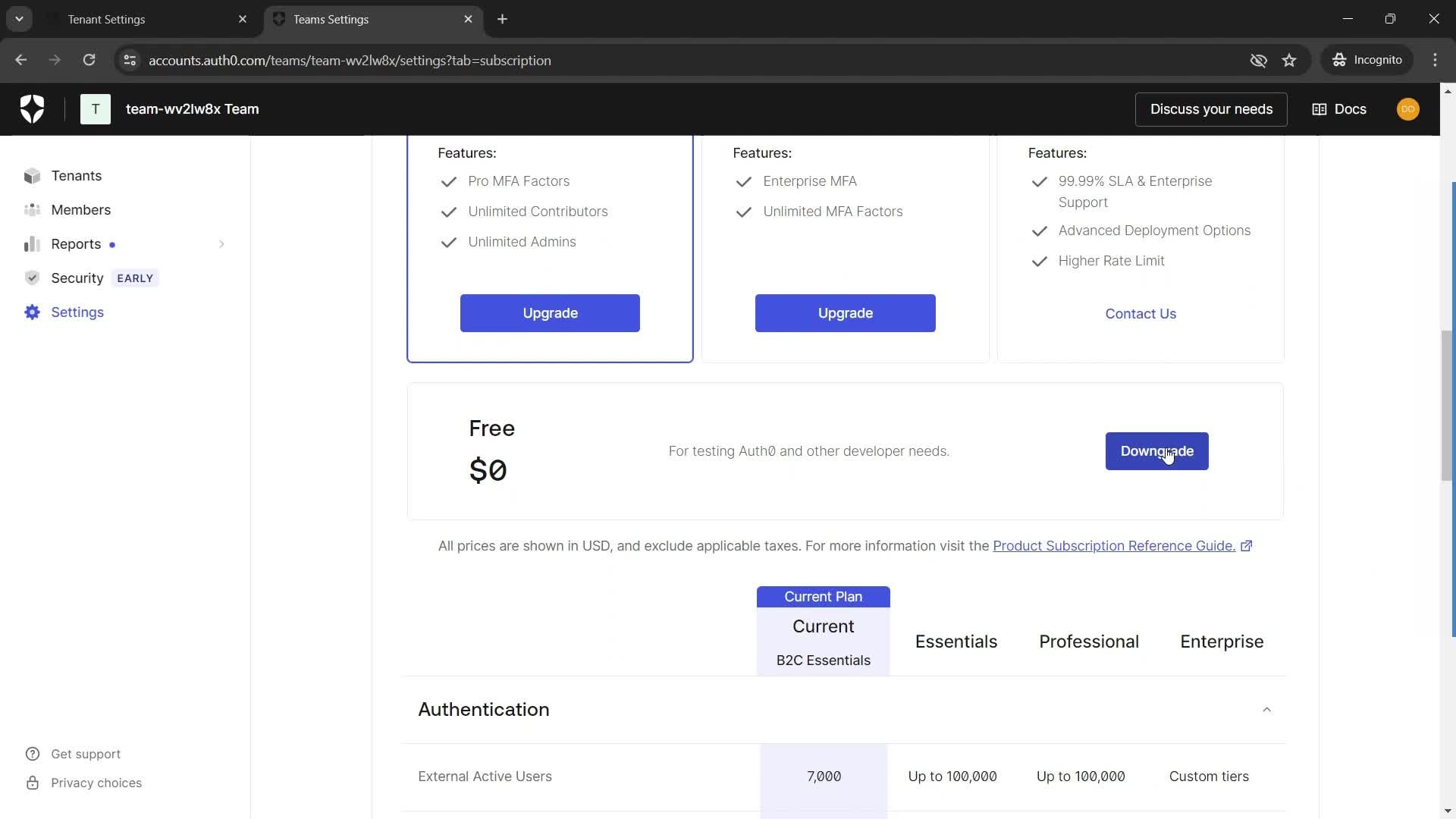 Cancelling your subscription screenshot