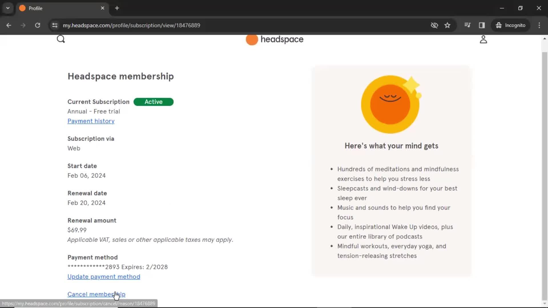 Cancelling your subscription on Headspace video thumbnail