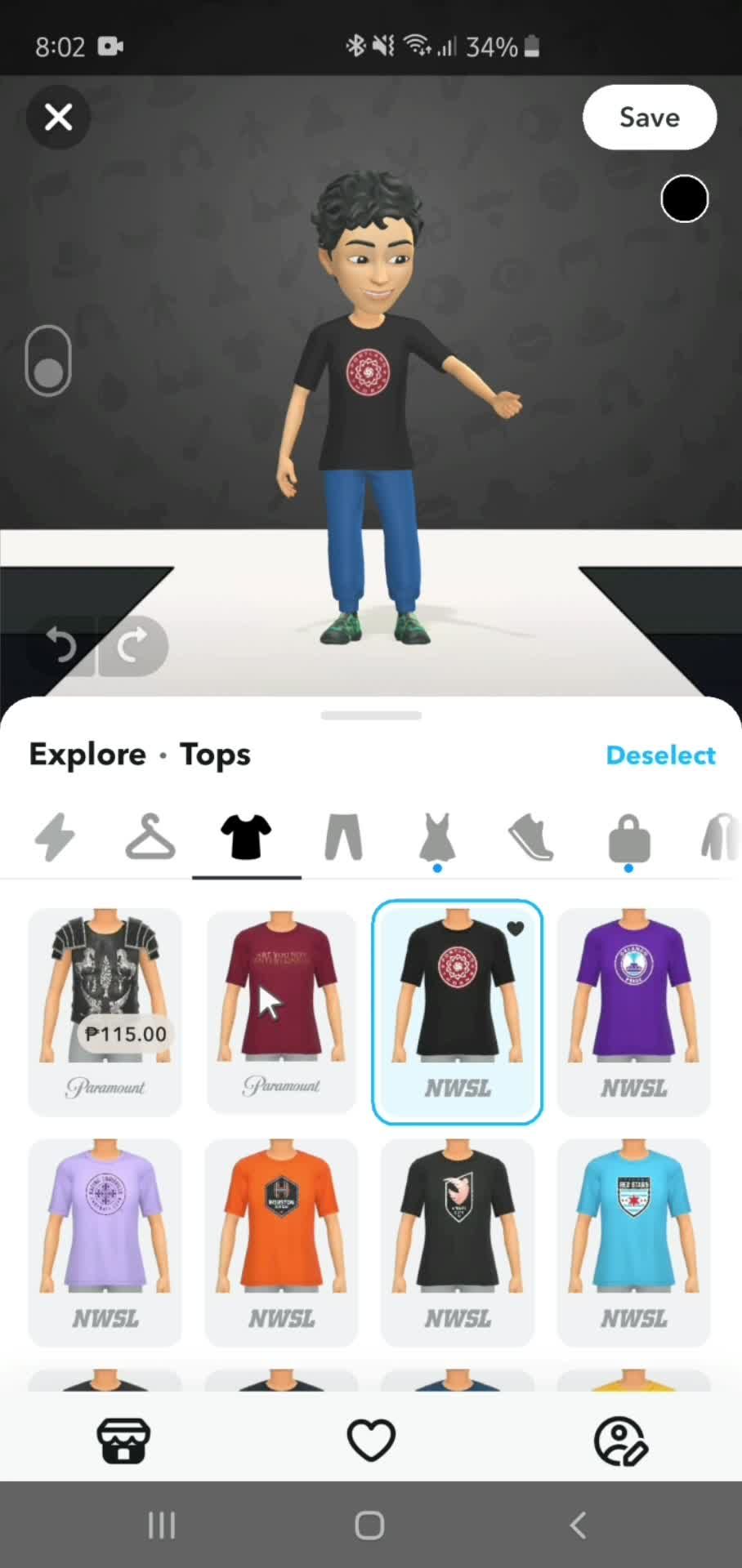 Changing Bitmoji outfit on Snapchat video thumbnail