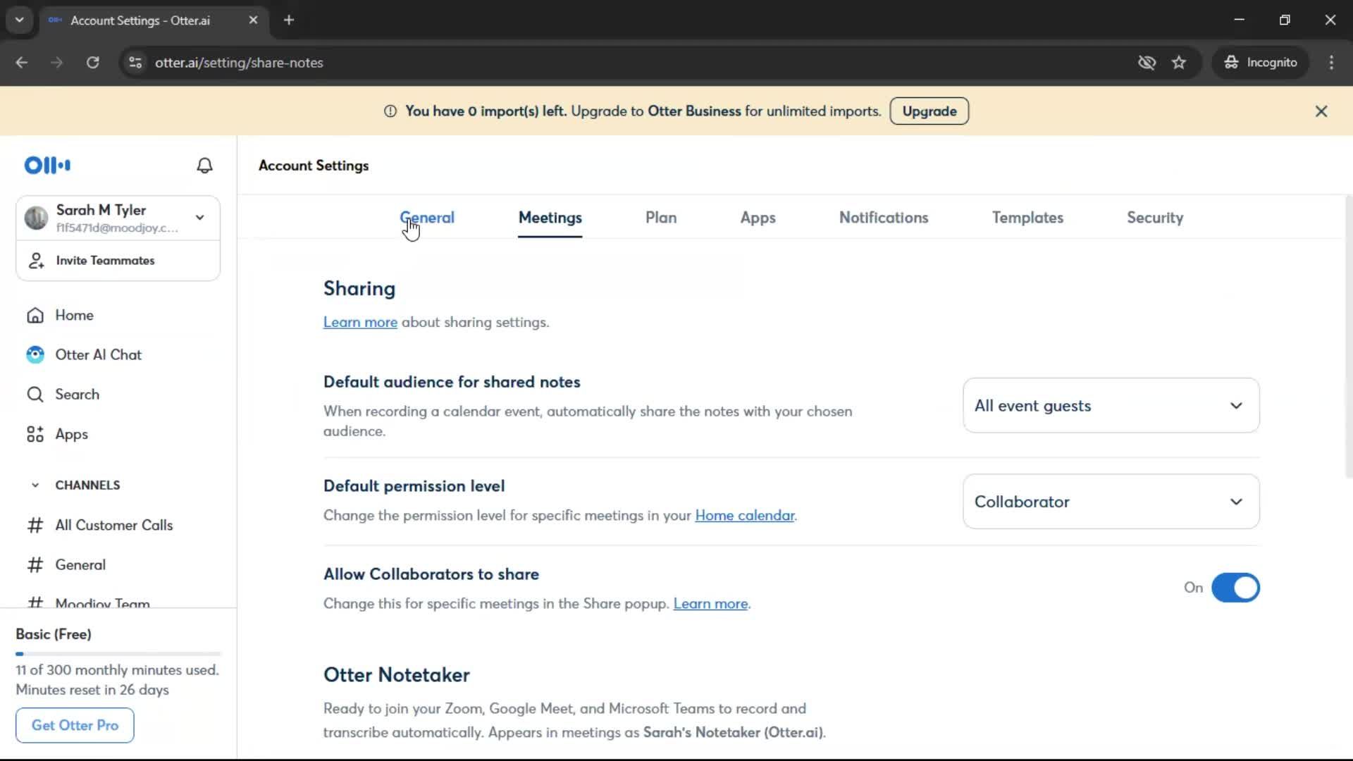 Changing password screenshot