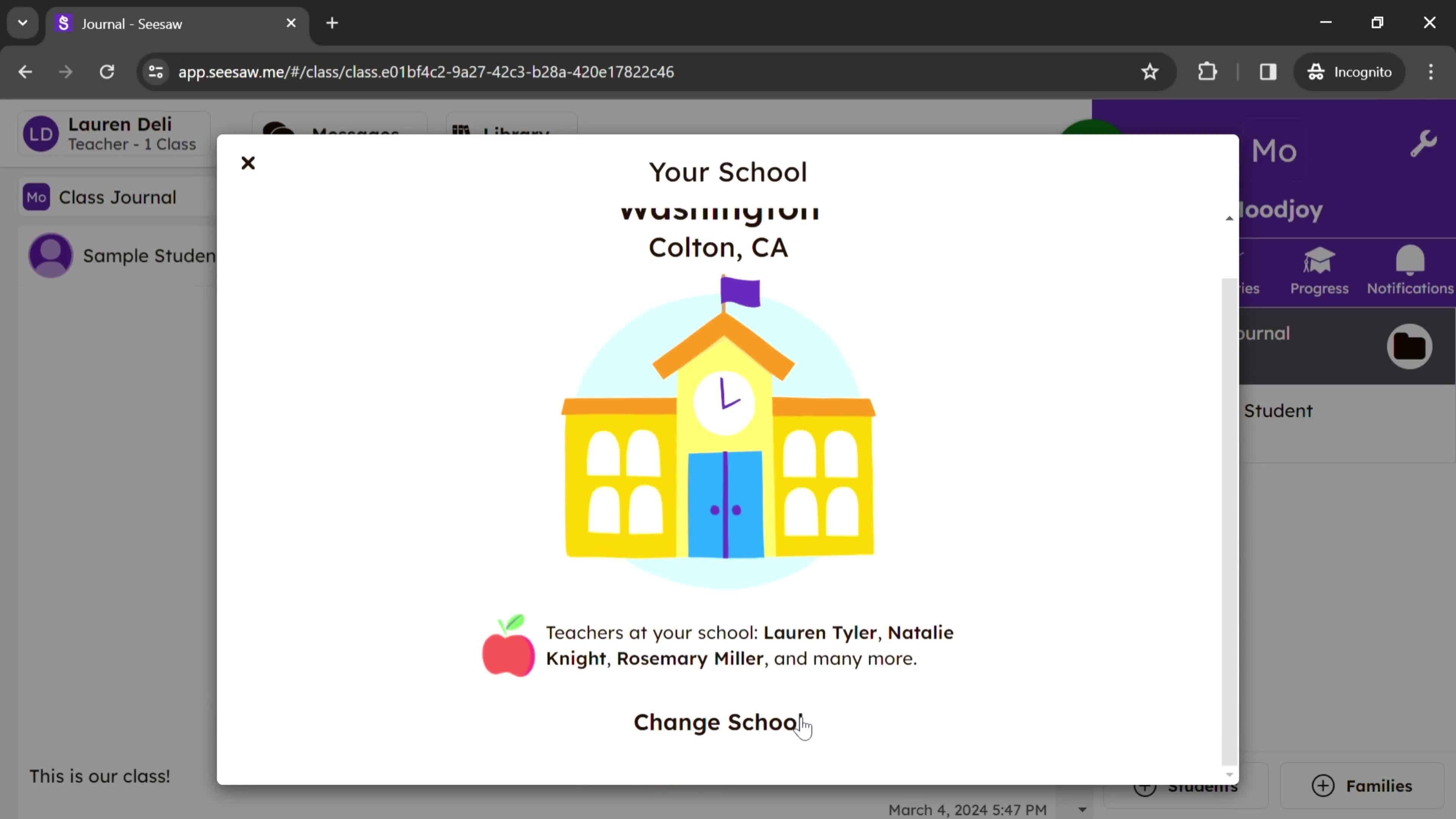 Changing school screenshot