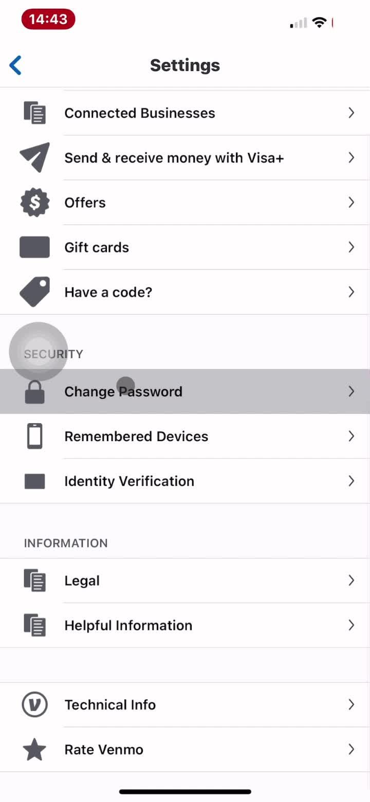 Changing password screenshot