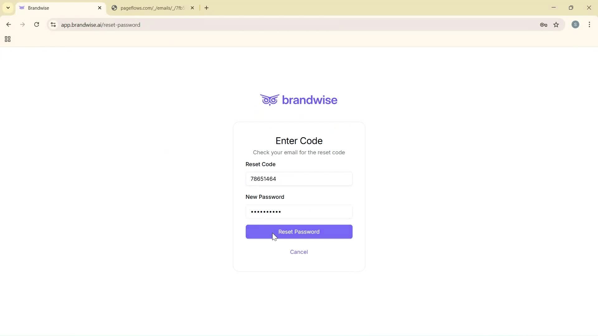 Changing password screenshot