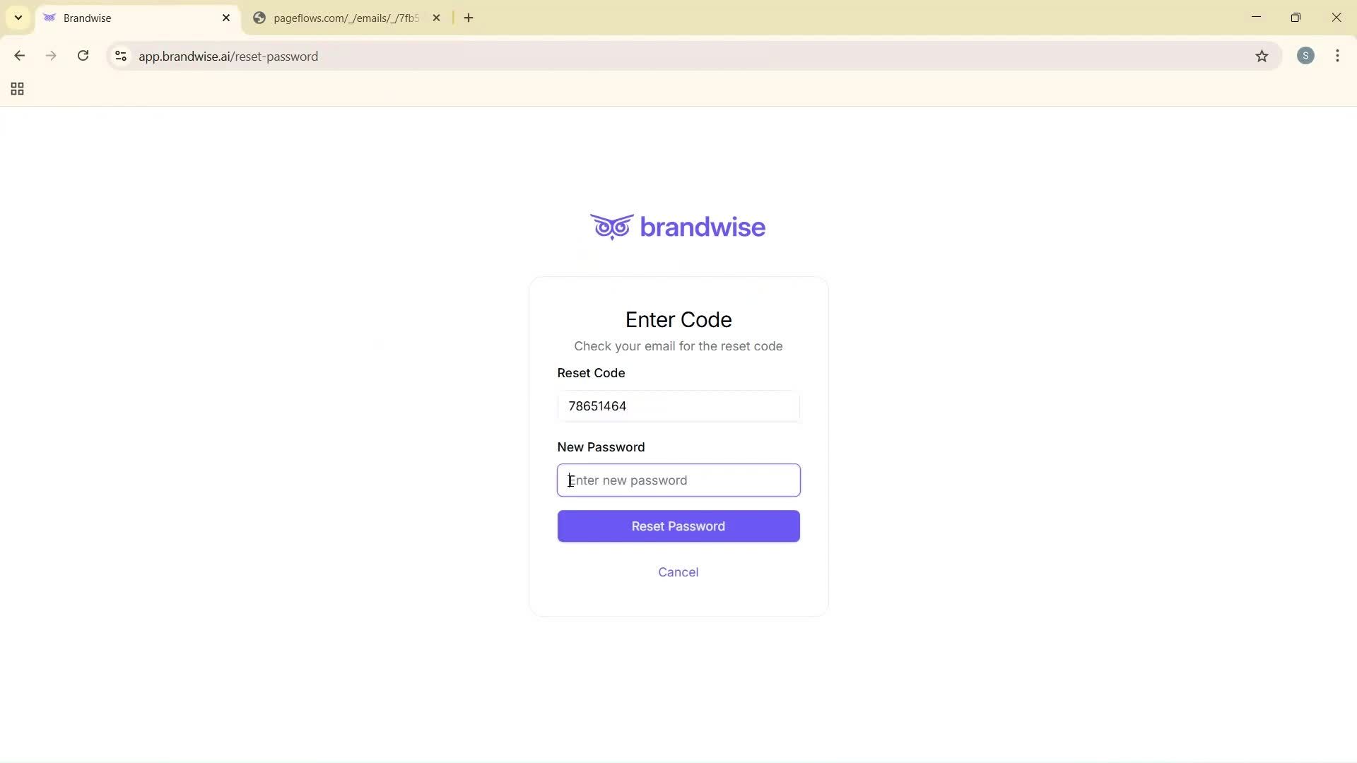 Changing password screenshot
