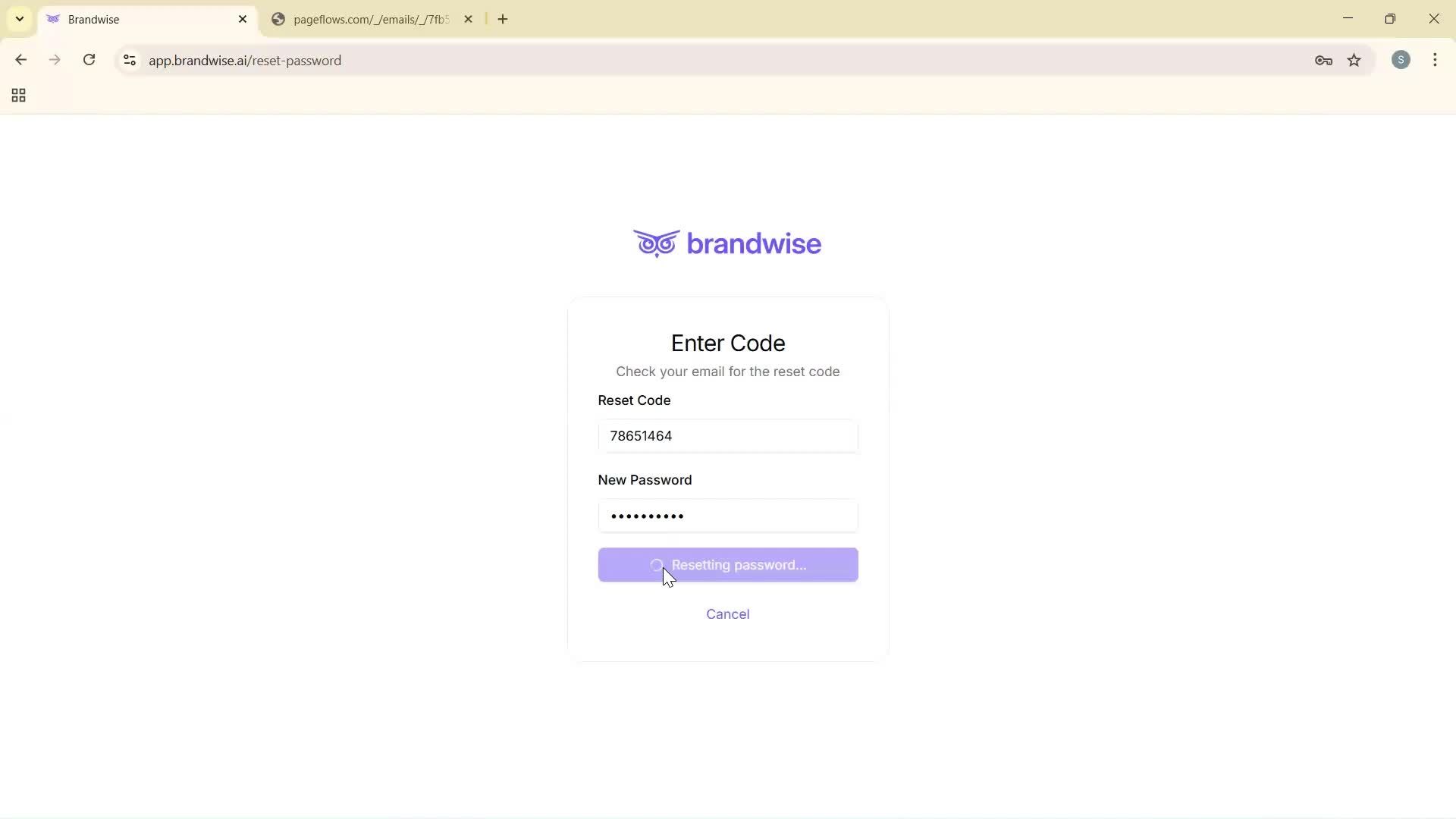 Changing password screenshot
