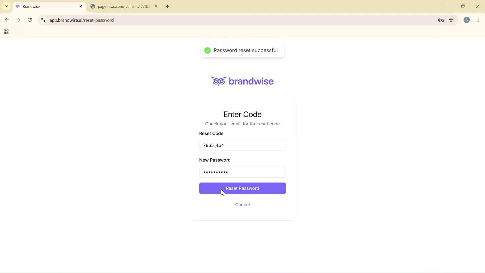 Changing password screenshot
