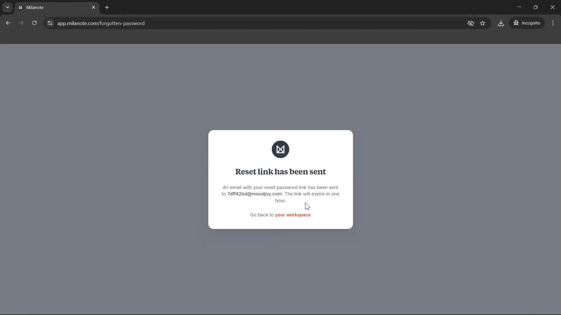 Changing password screenshot