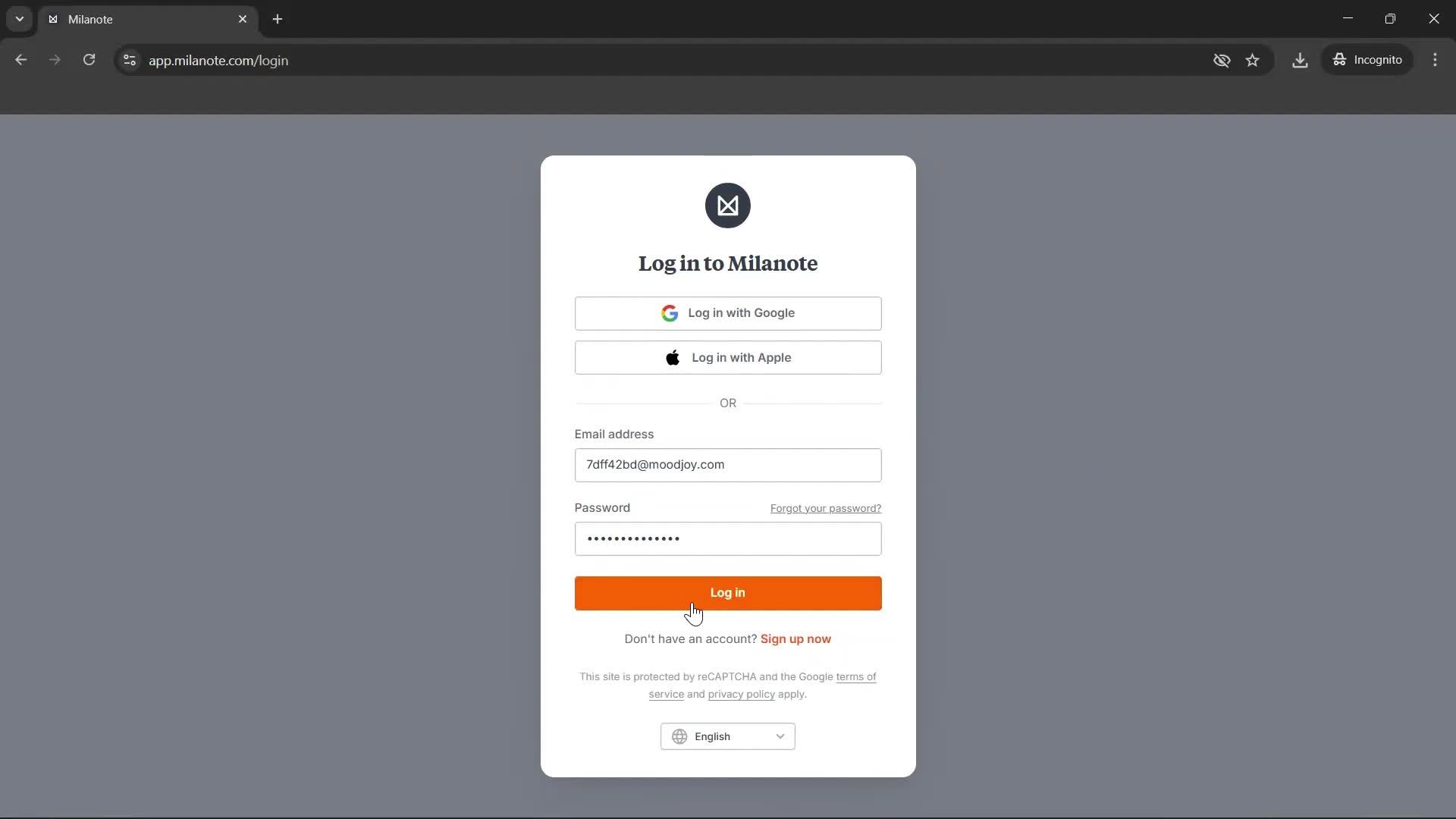 Changing password screenshot