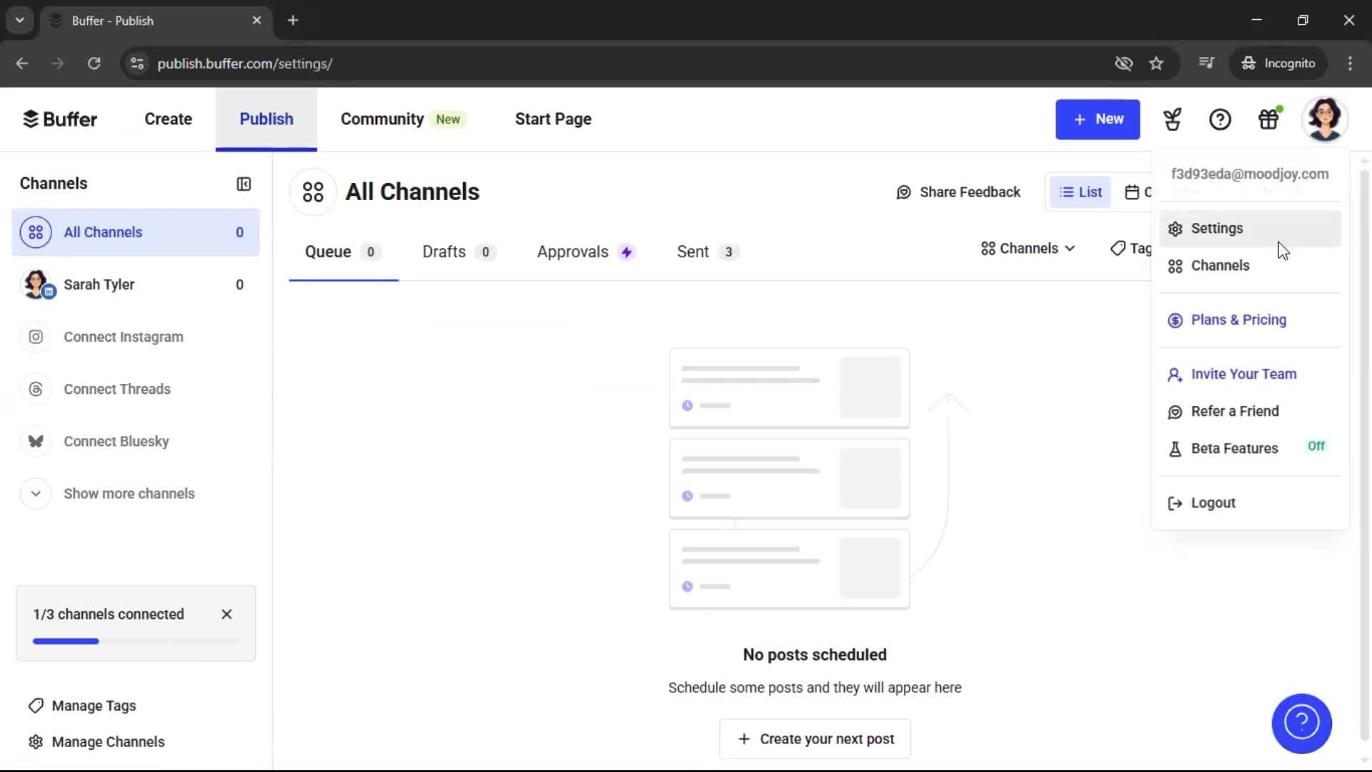 Changing password on Buffer video thumbnail