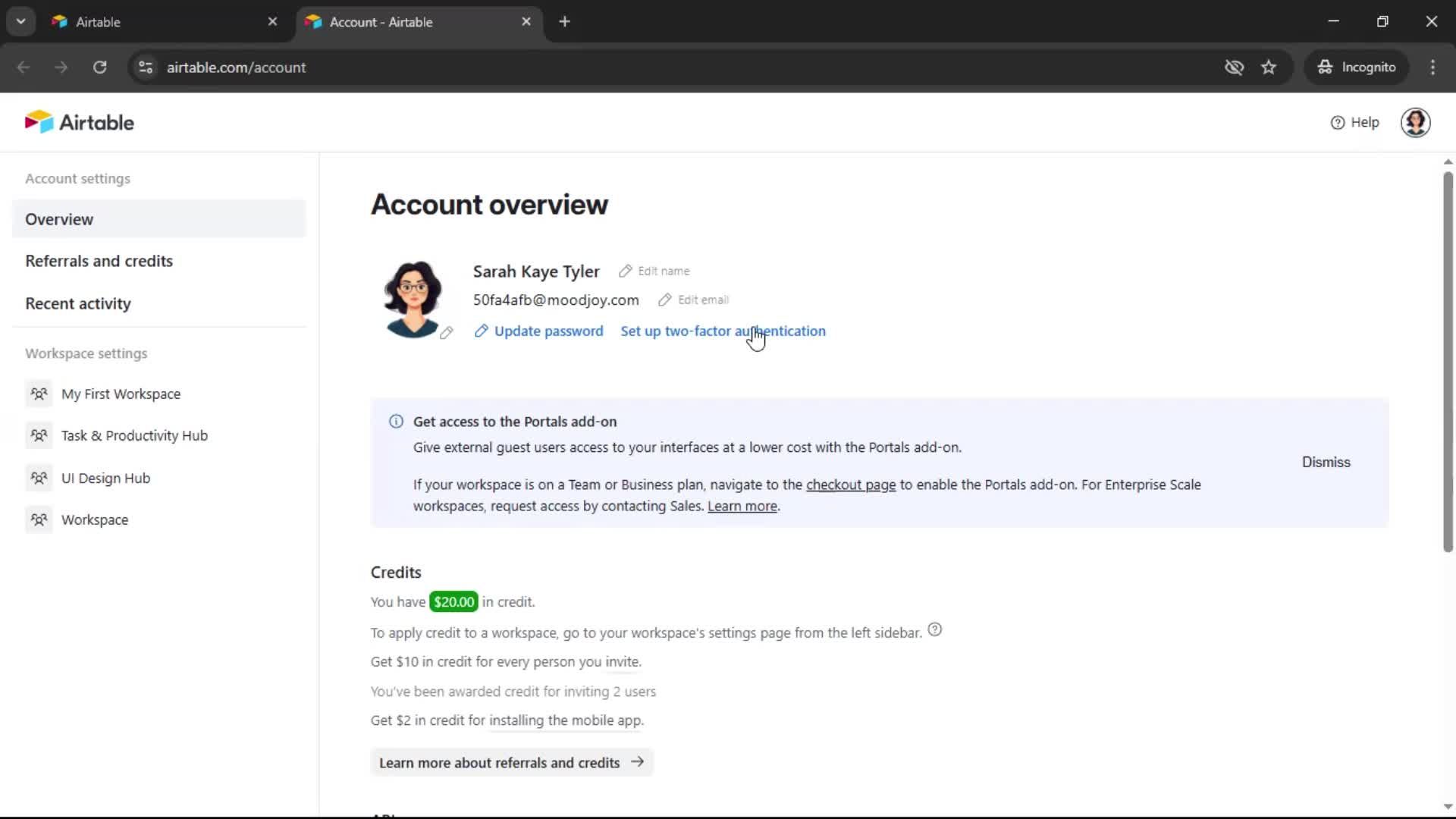 Changing password screenshot