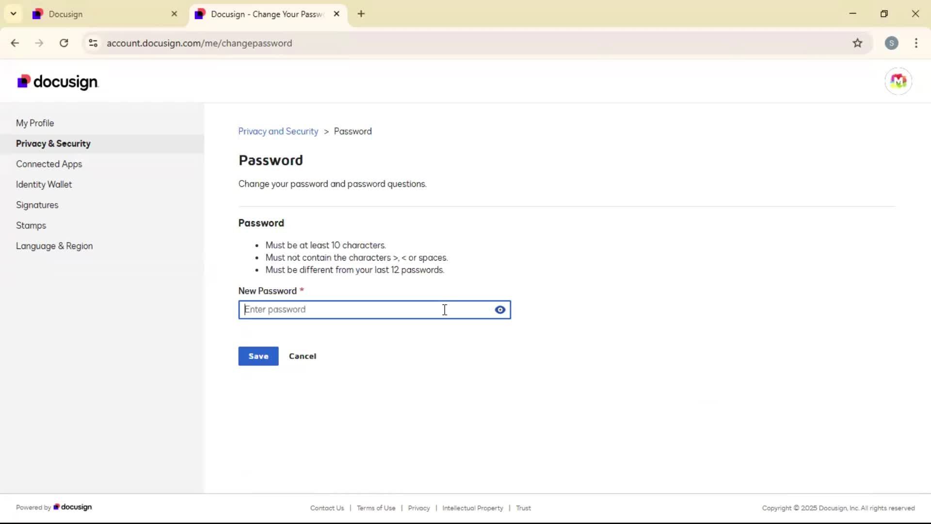 Changing password on Docusign video thumbnail