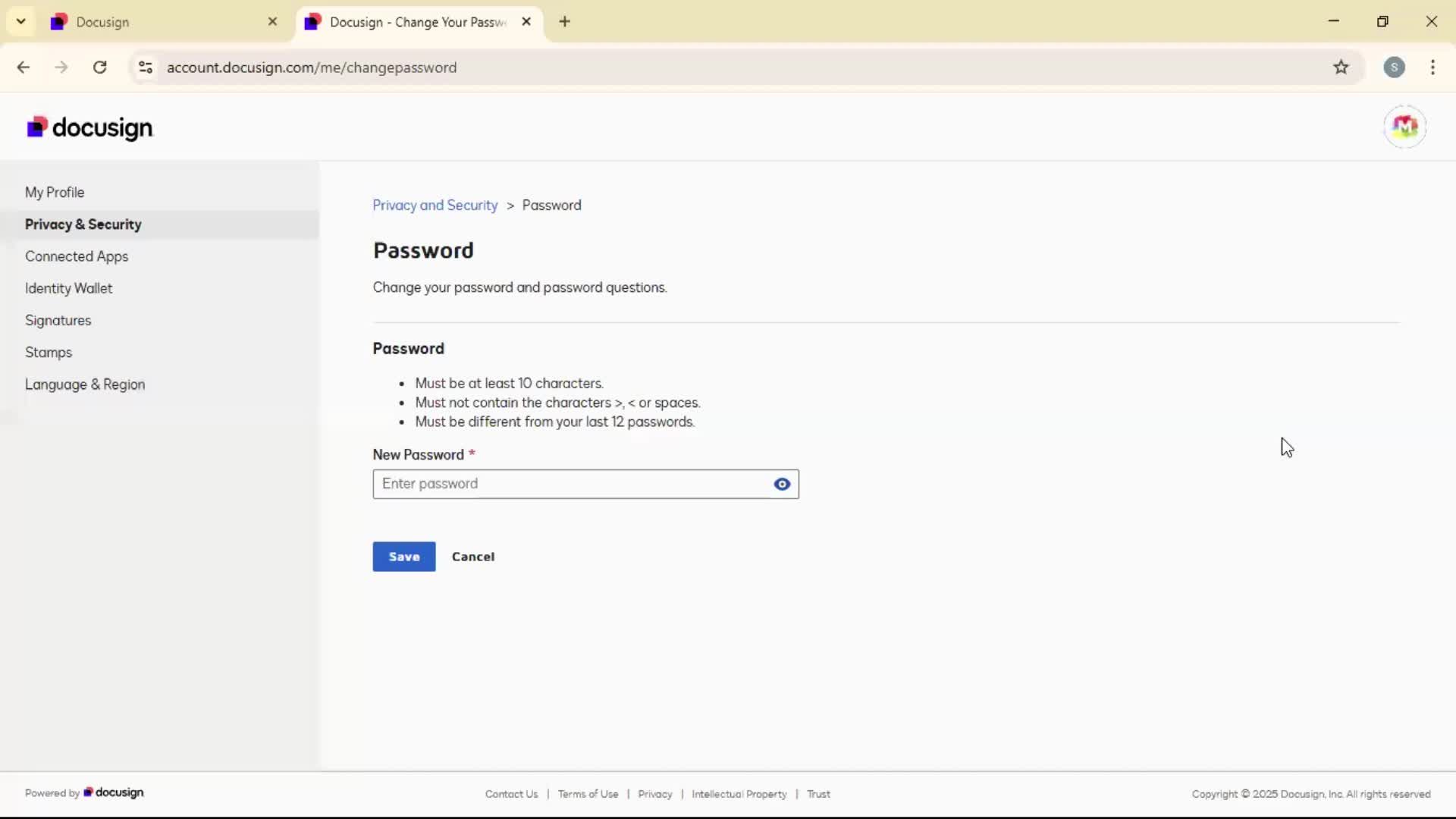 Changing password on Docusign video thumbnail