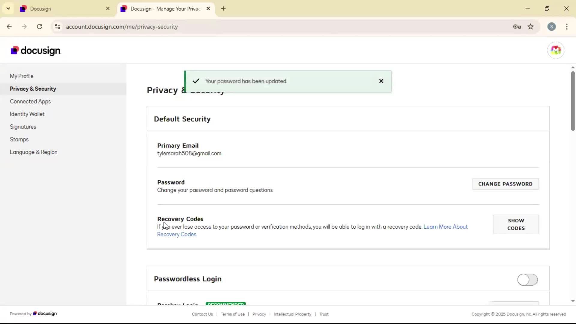 Changing password on Docusign video thumbnail