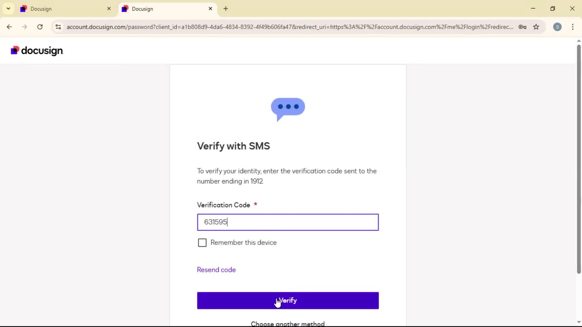 Changing password screenshot