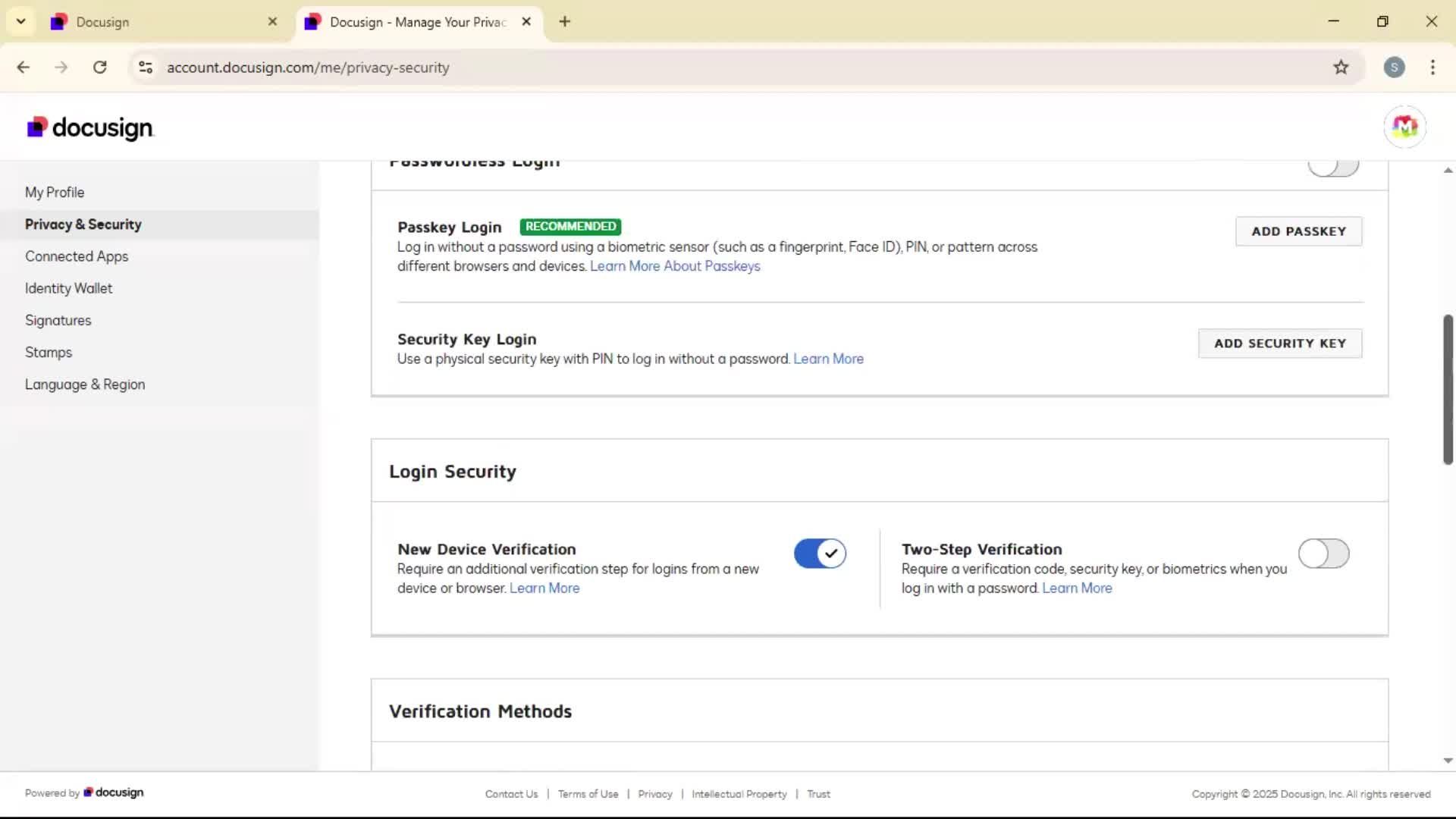 Changing password screenshot