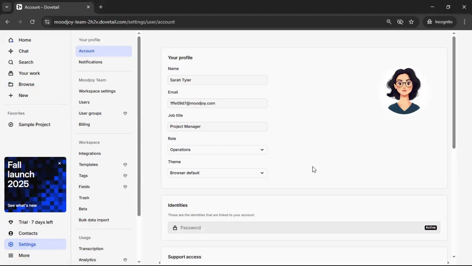 Changing password screenshot
