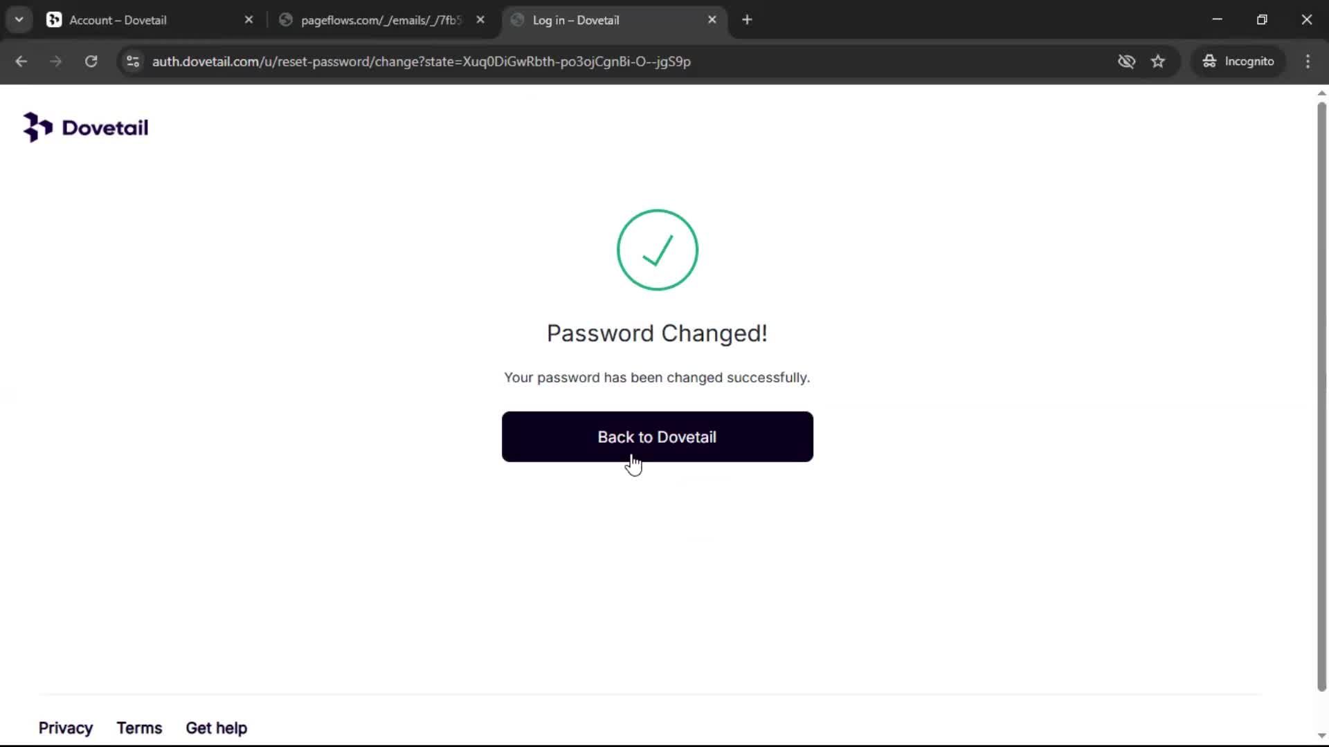 Changing password screenshot