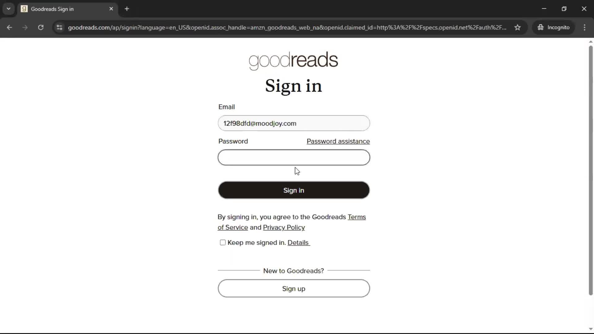 Changing password screenshot
