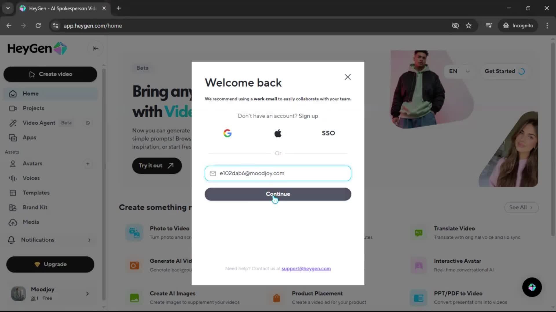 Changing password screenshot