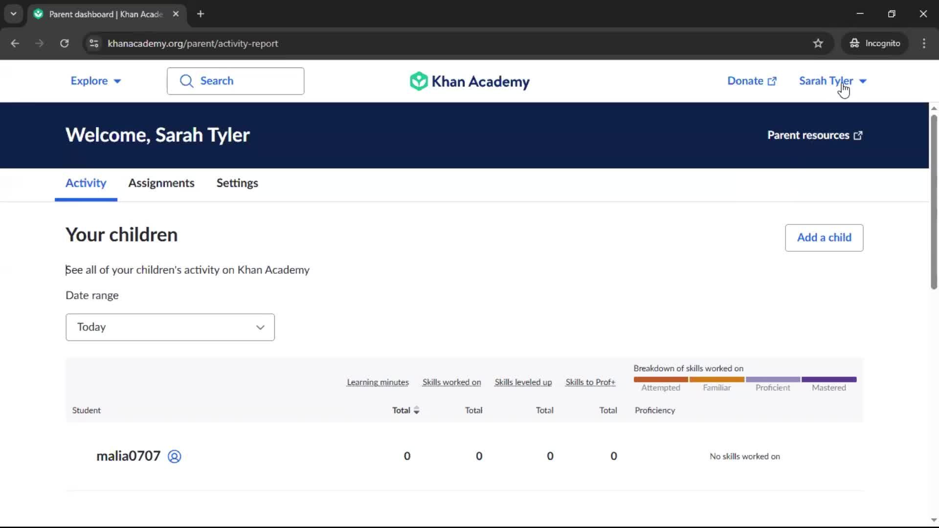 Changing password screenshot