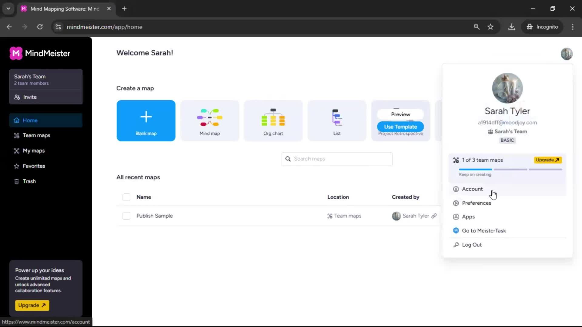 Changing password screenshot
