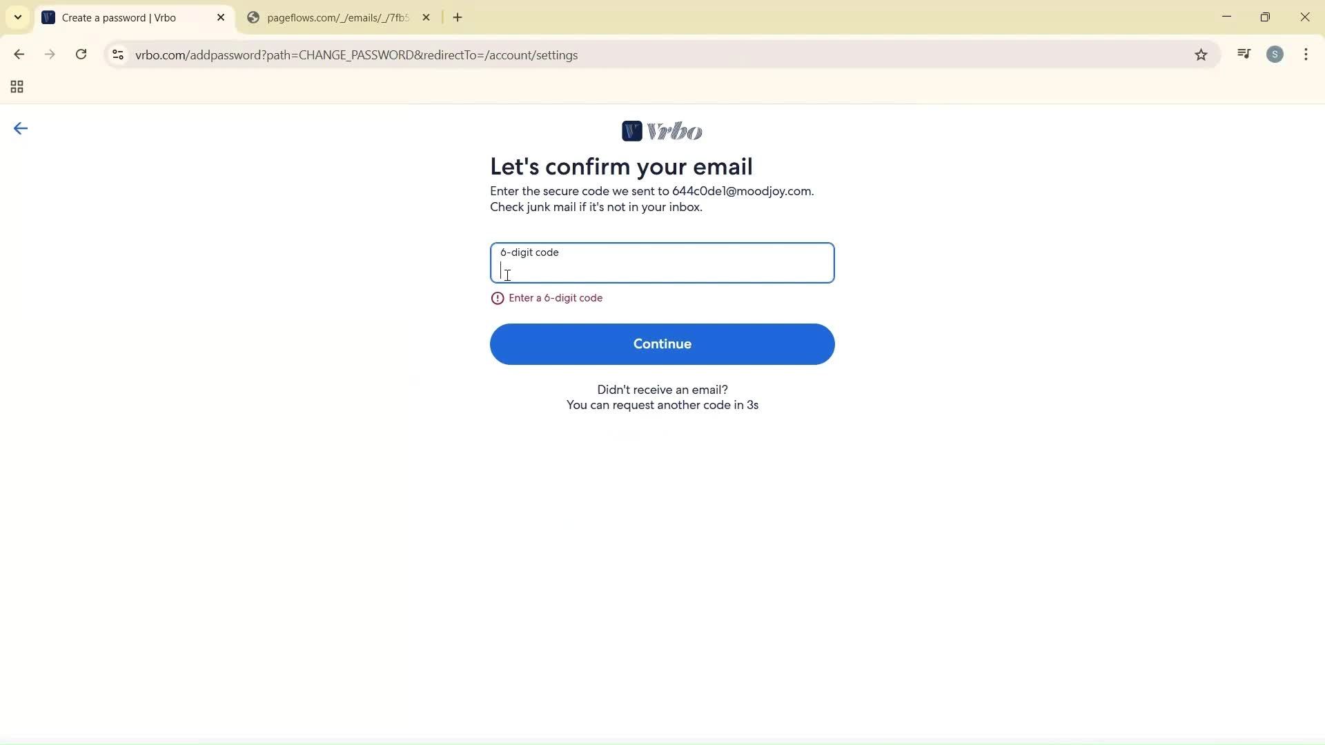 Changing password screenshot