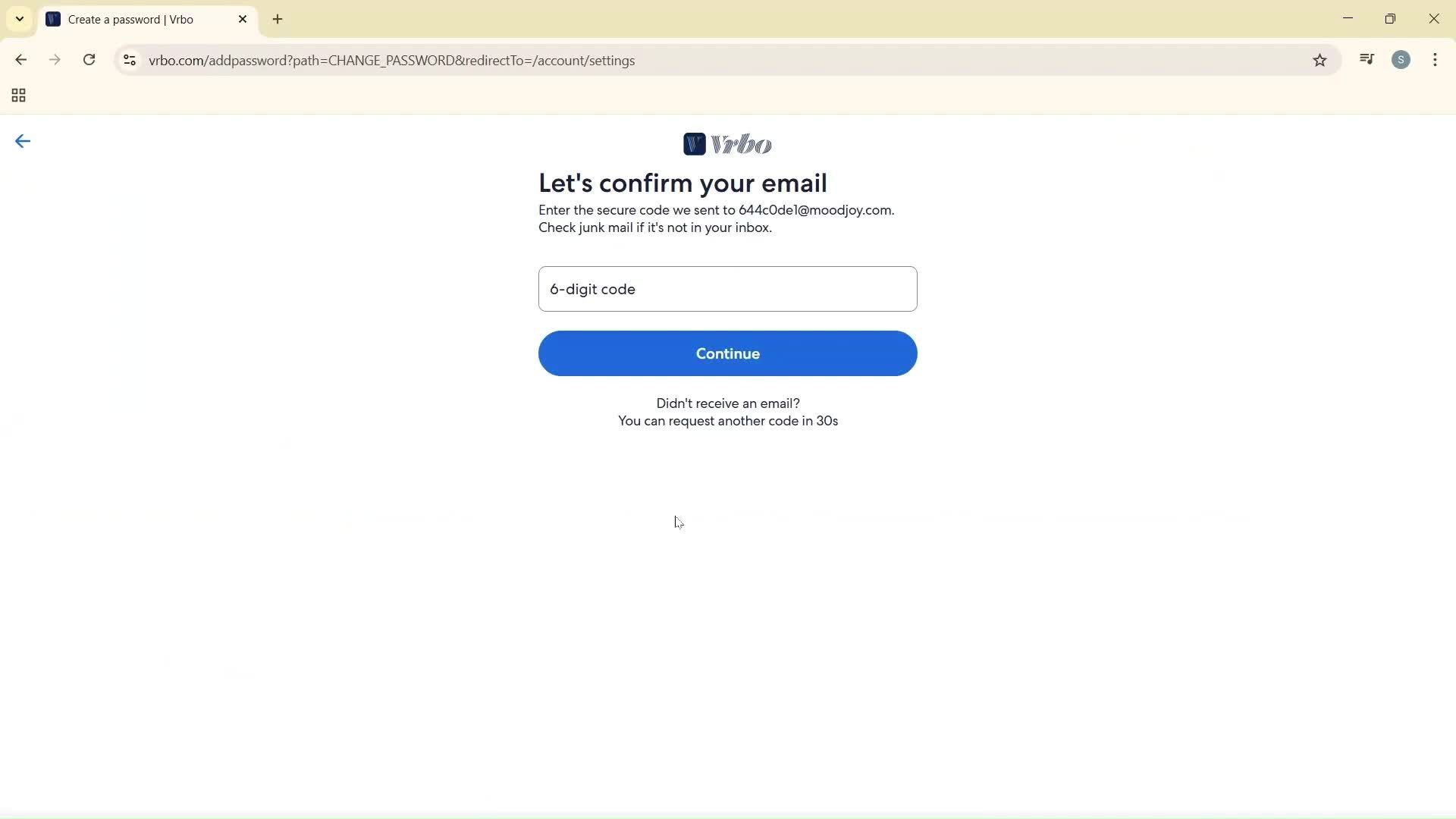 Changing password screenshot