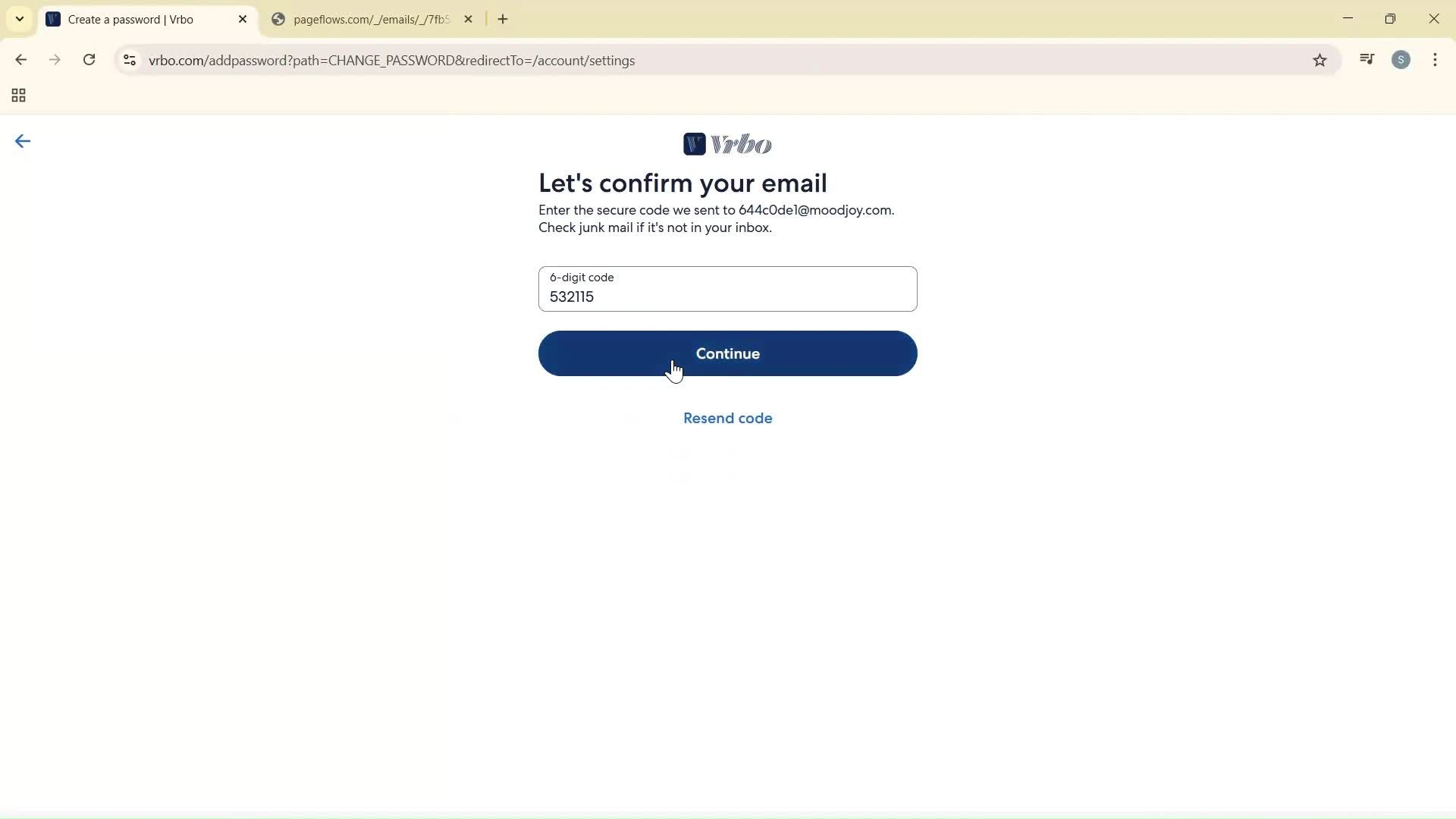 Changing password screenshot