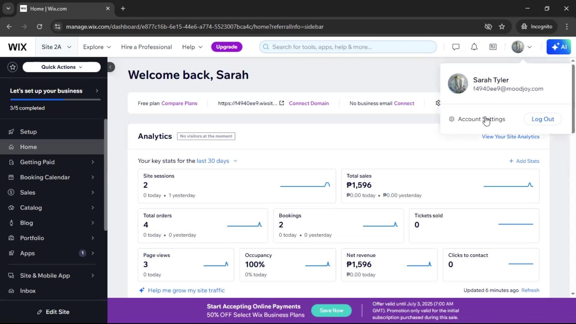 Changing password screenshot