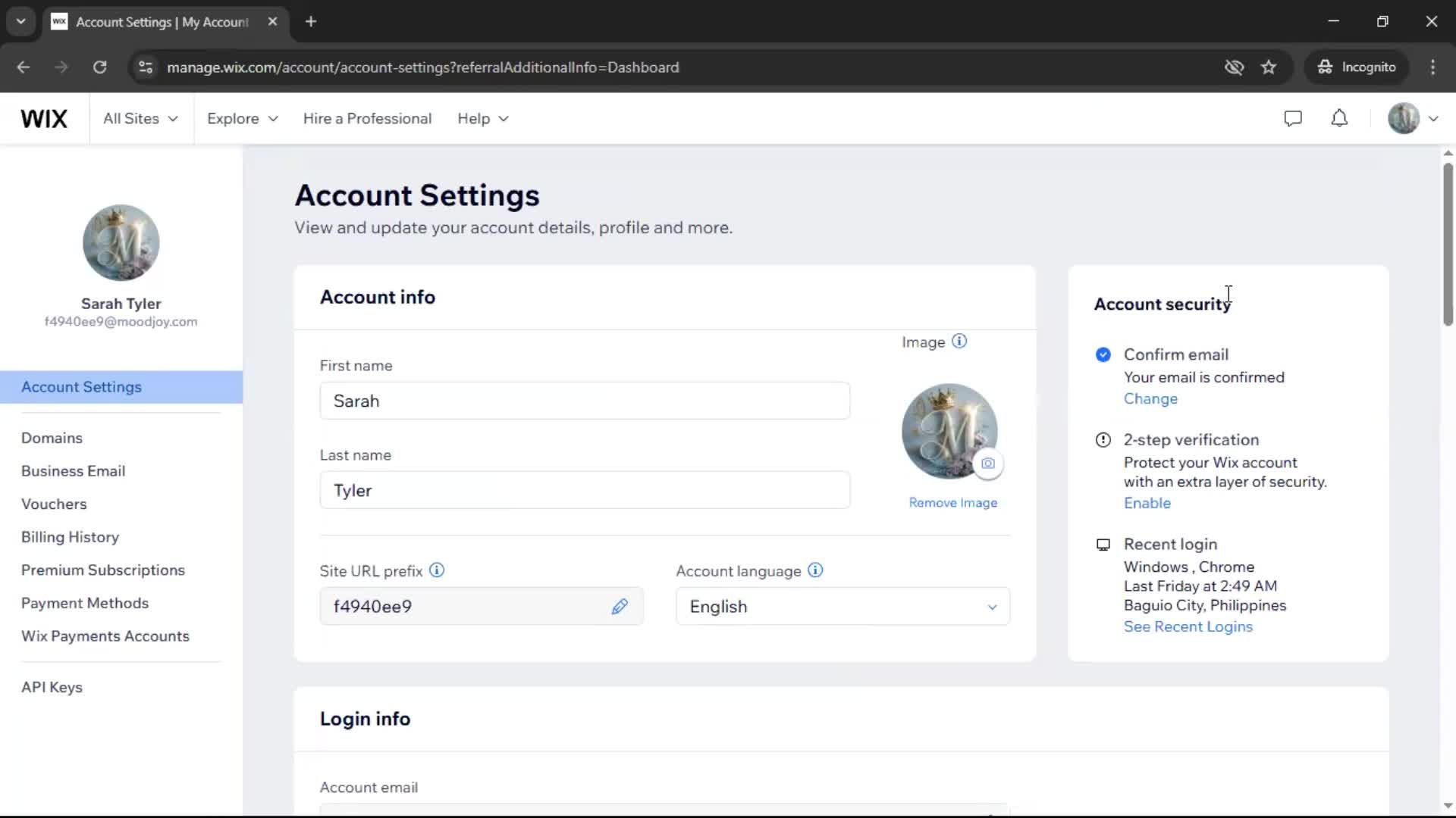 Changing password screenshot