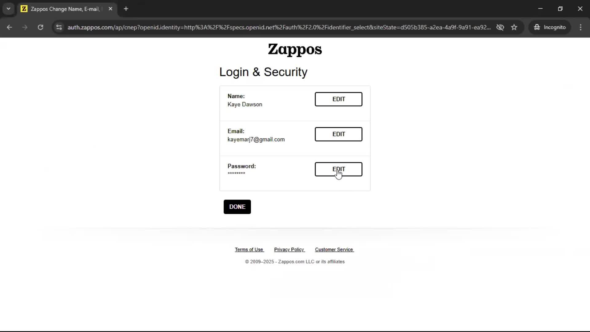 Changing password on Zappos video thumbnail
