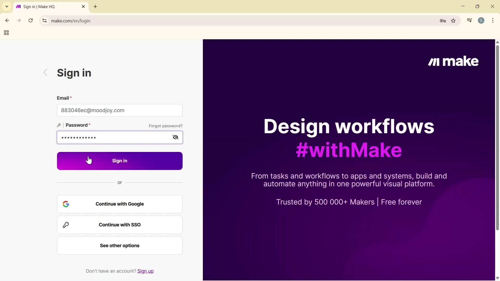 Changing password screenshot