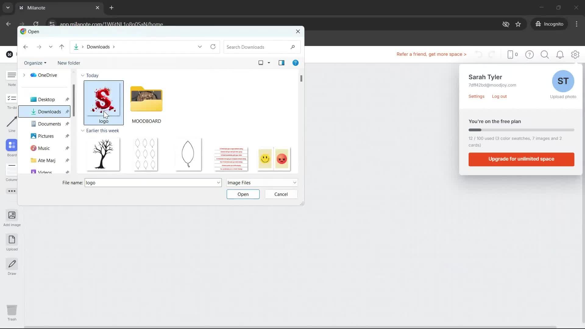 Updating profile picture screenshot
