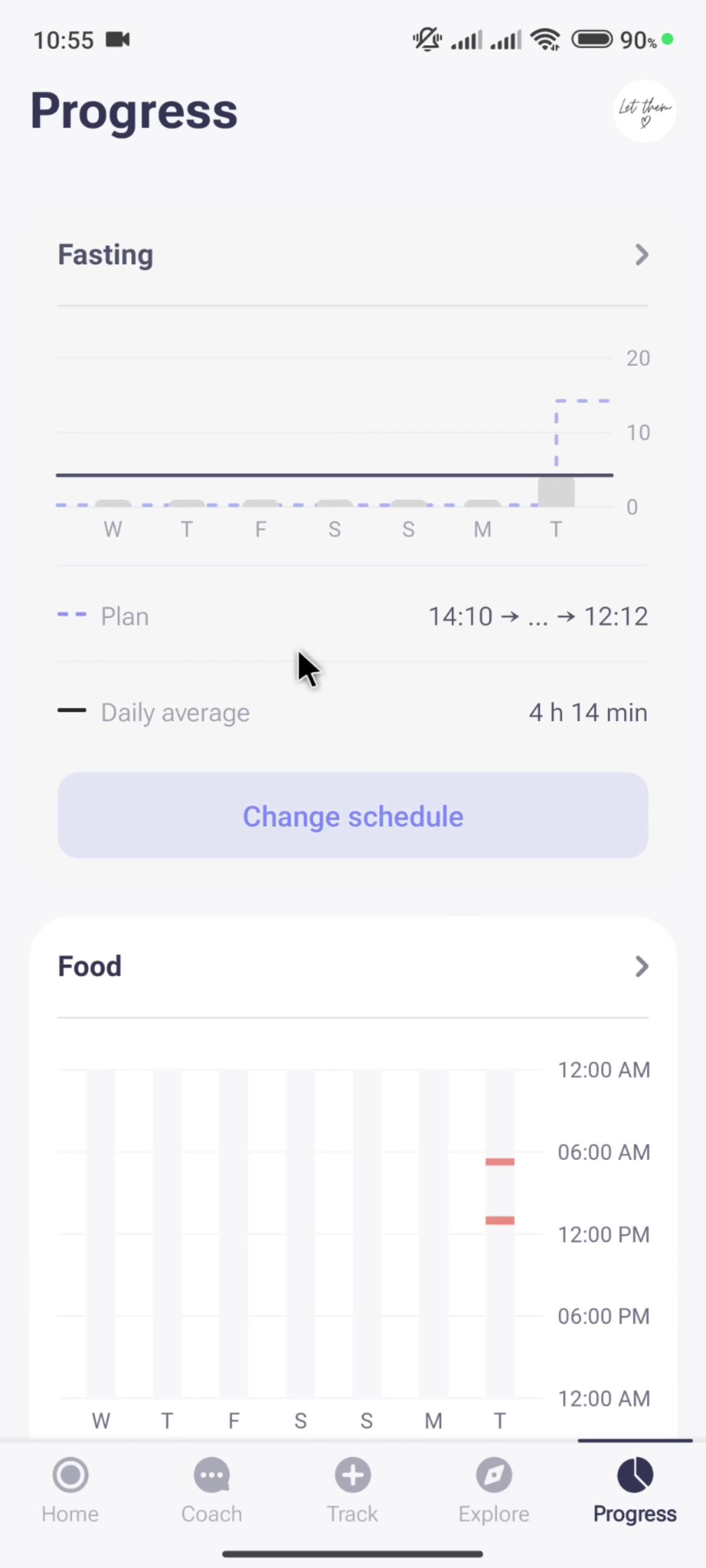 Changing schedule screenshot