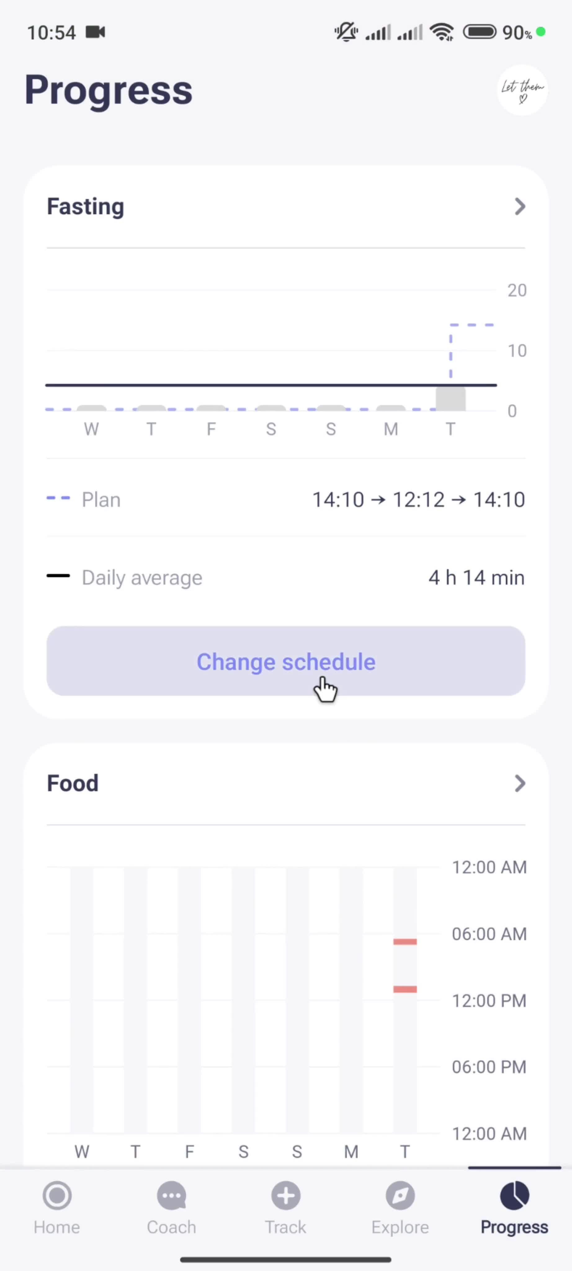 Changing schedule screenshot