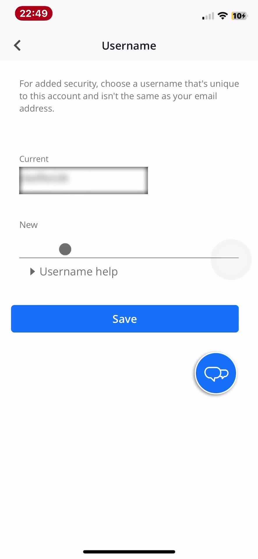 Changing password screenshot