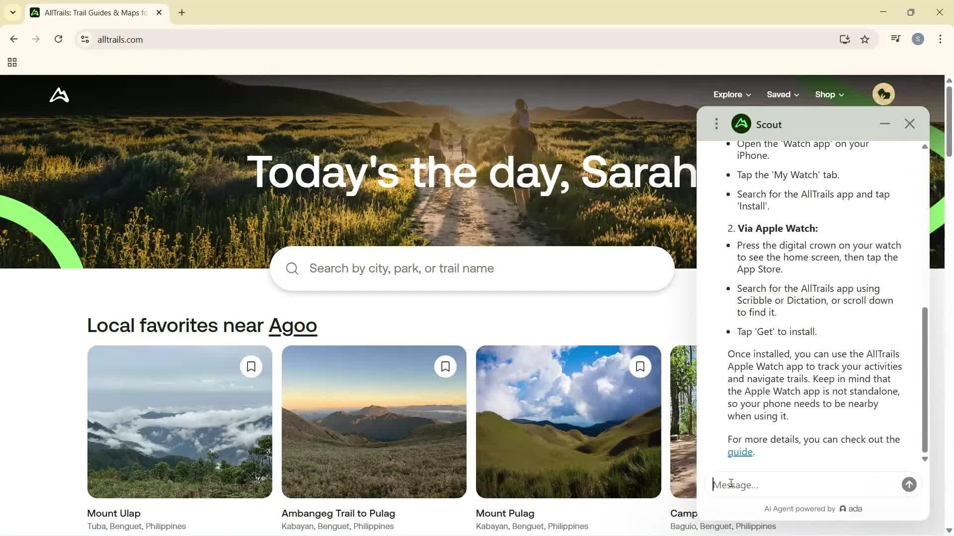 Help center screenshot