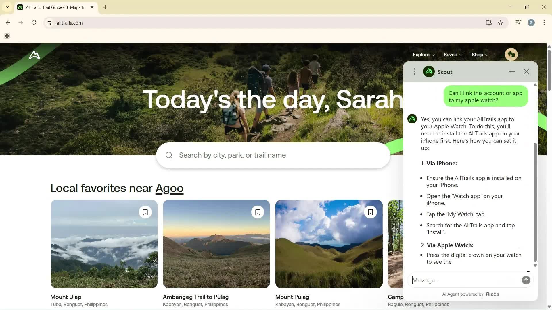Help center screenshot
