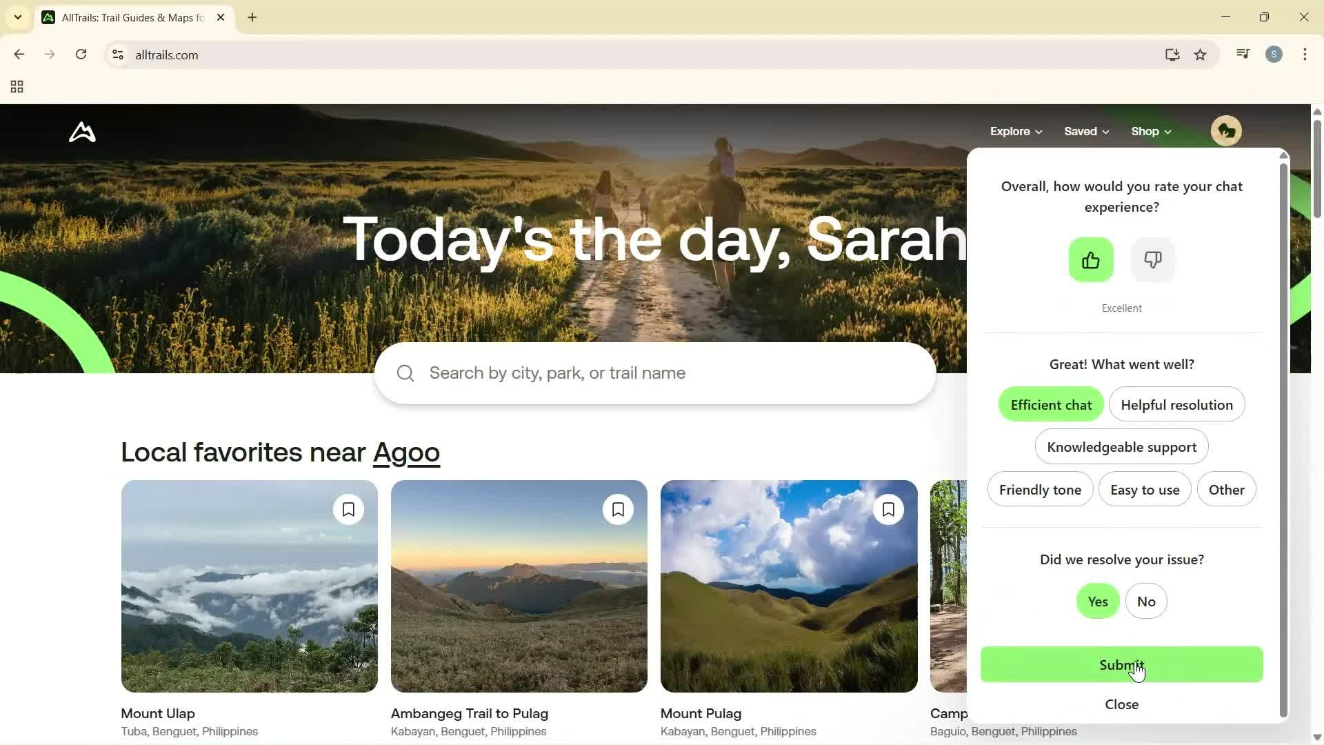 Help center screenshot