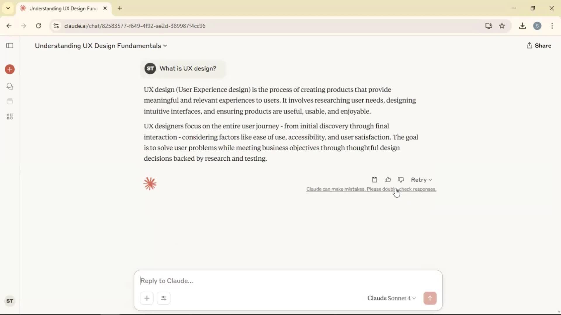 Chat bot screenshot