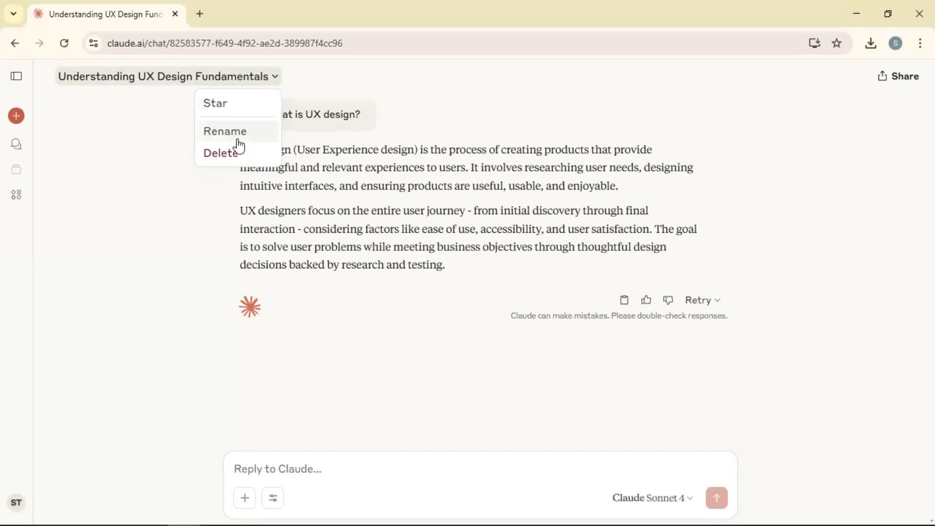 Chat bot screenshot