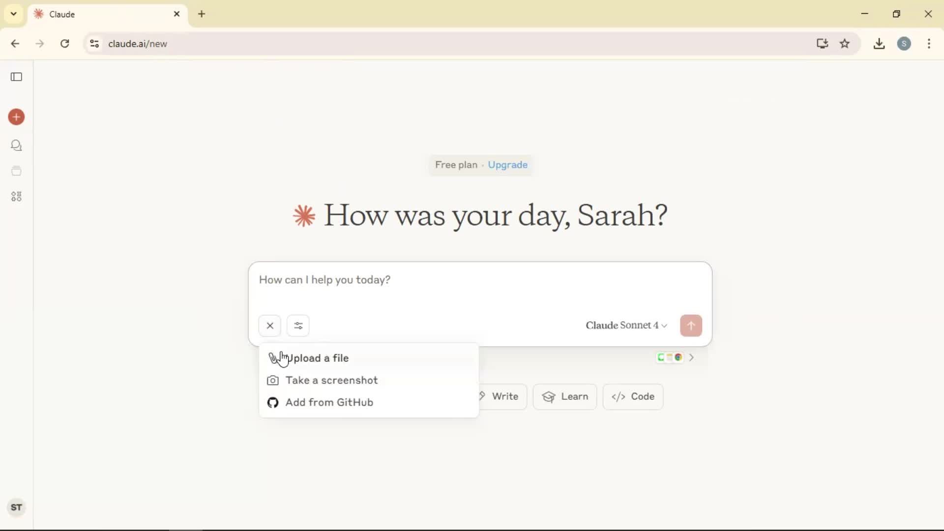 Chat bot screenshot