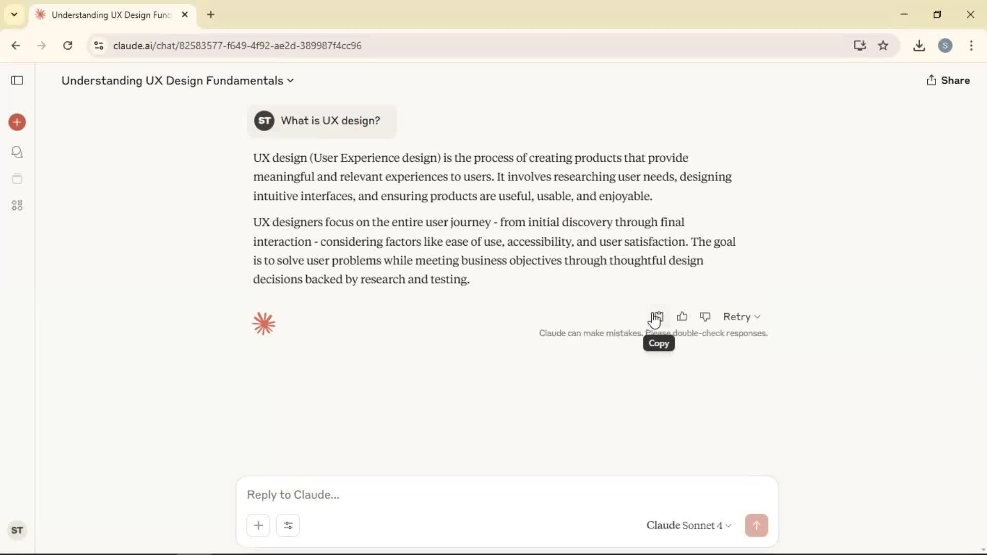 Chat bot screenshot