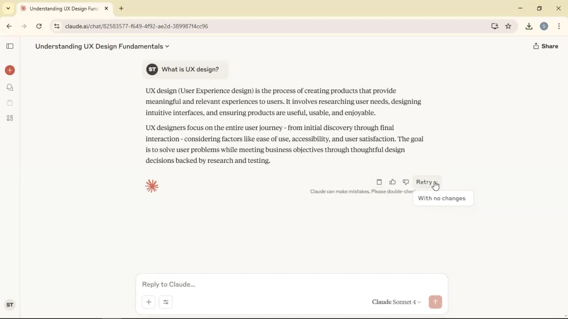 Chat bot screenshot