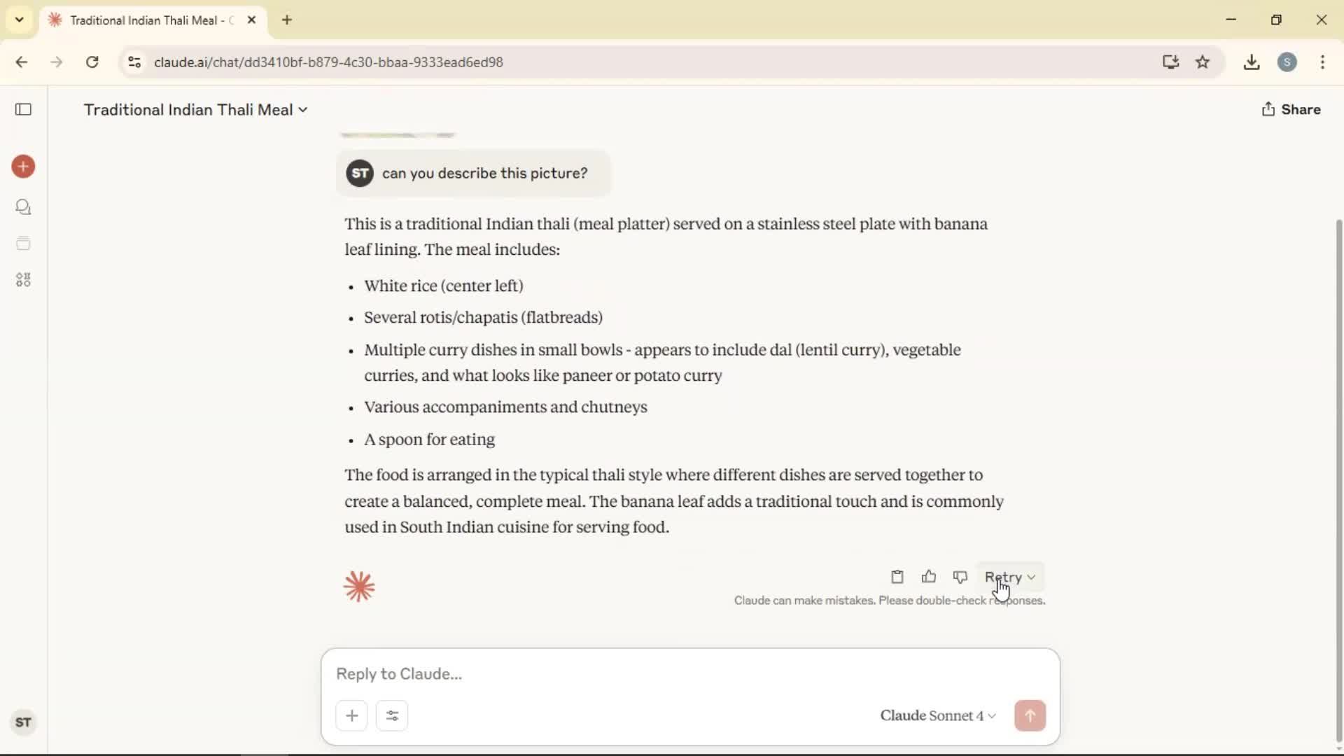 Chat bot screenshot