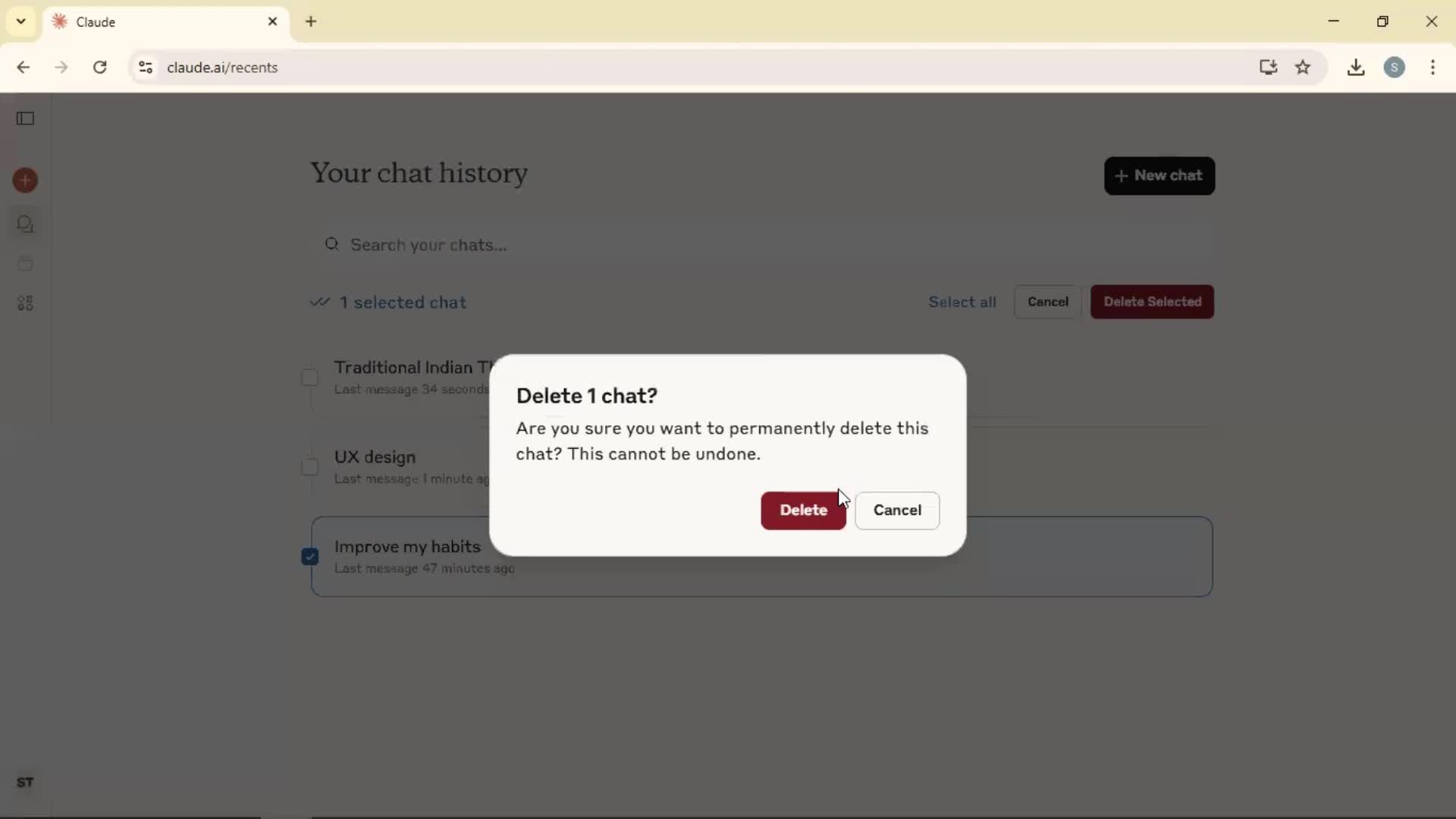 Chat bot screenshot