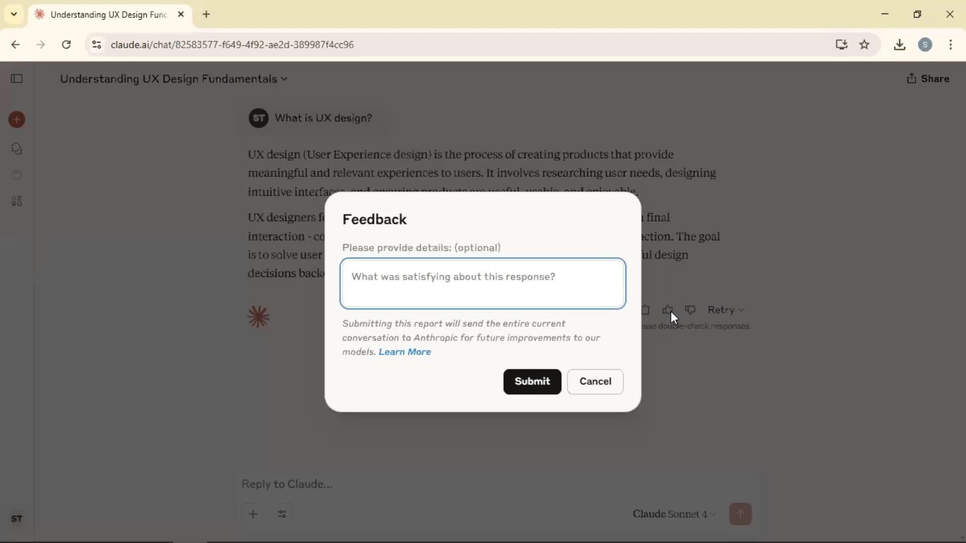 Chat bot screenshot